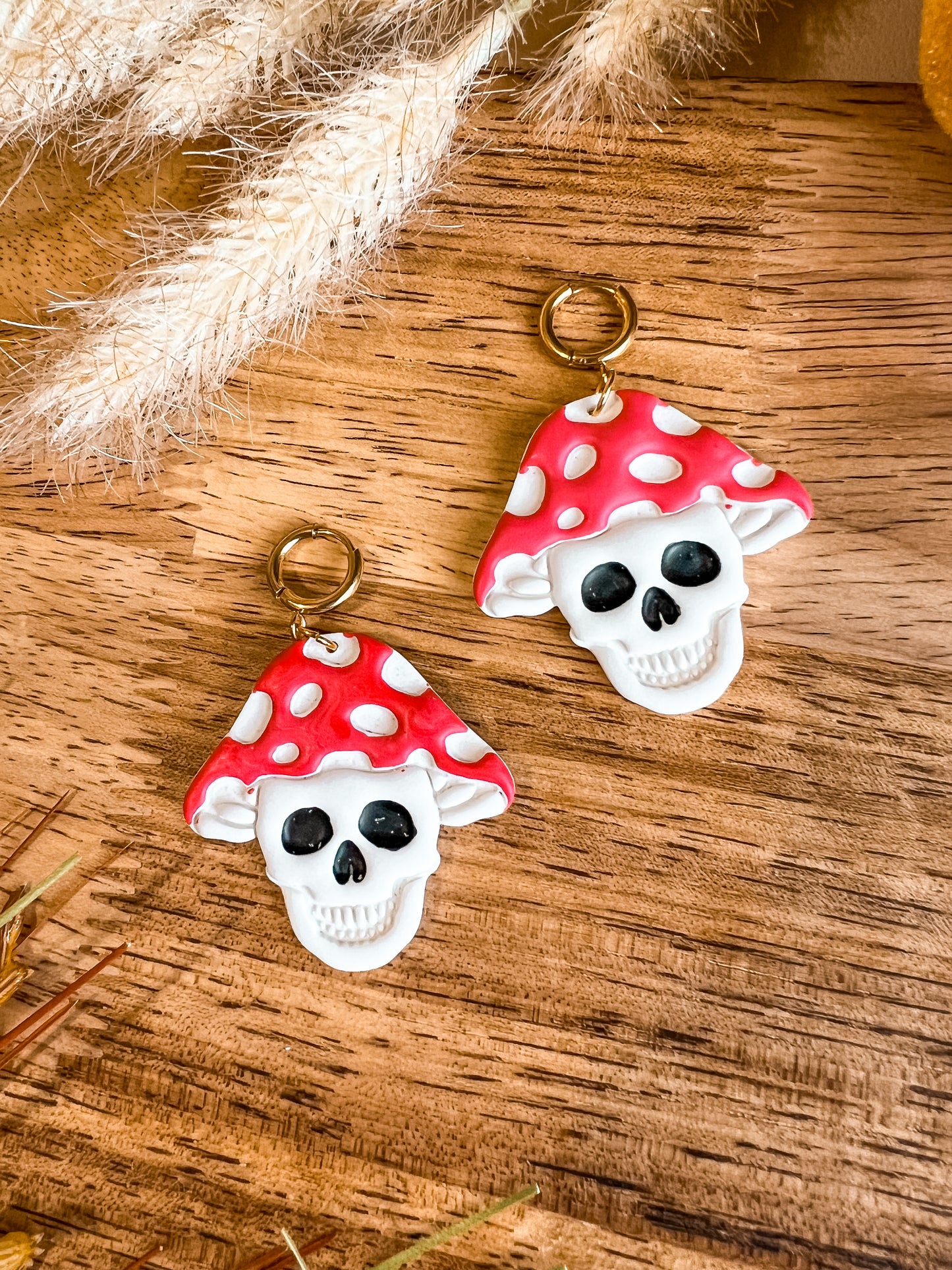 Mushroom Skull Dangles