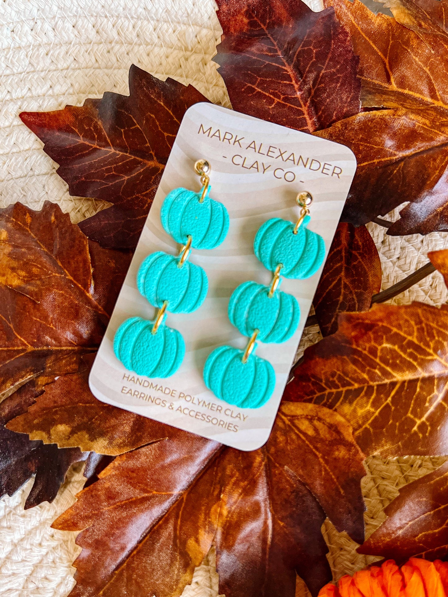 Stacked Pumpkin Dangles Teal