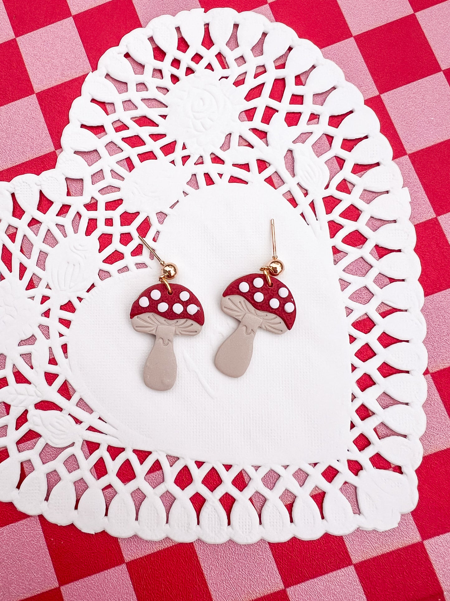 Red/White Mushroom Dangles