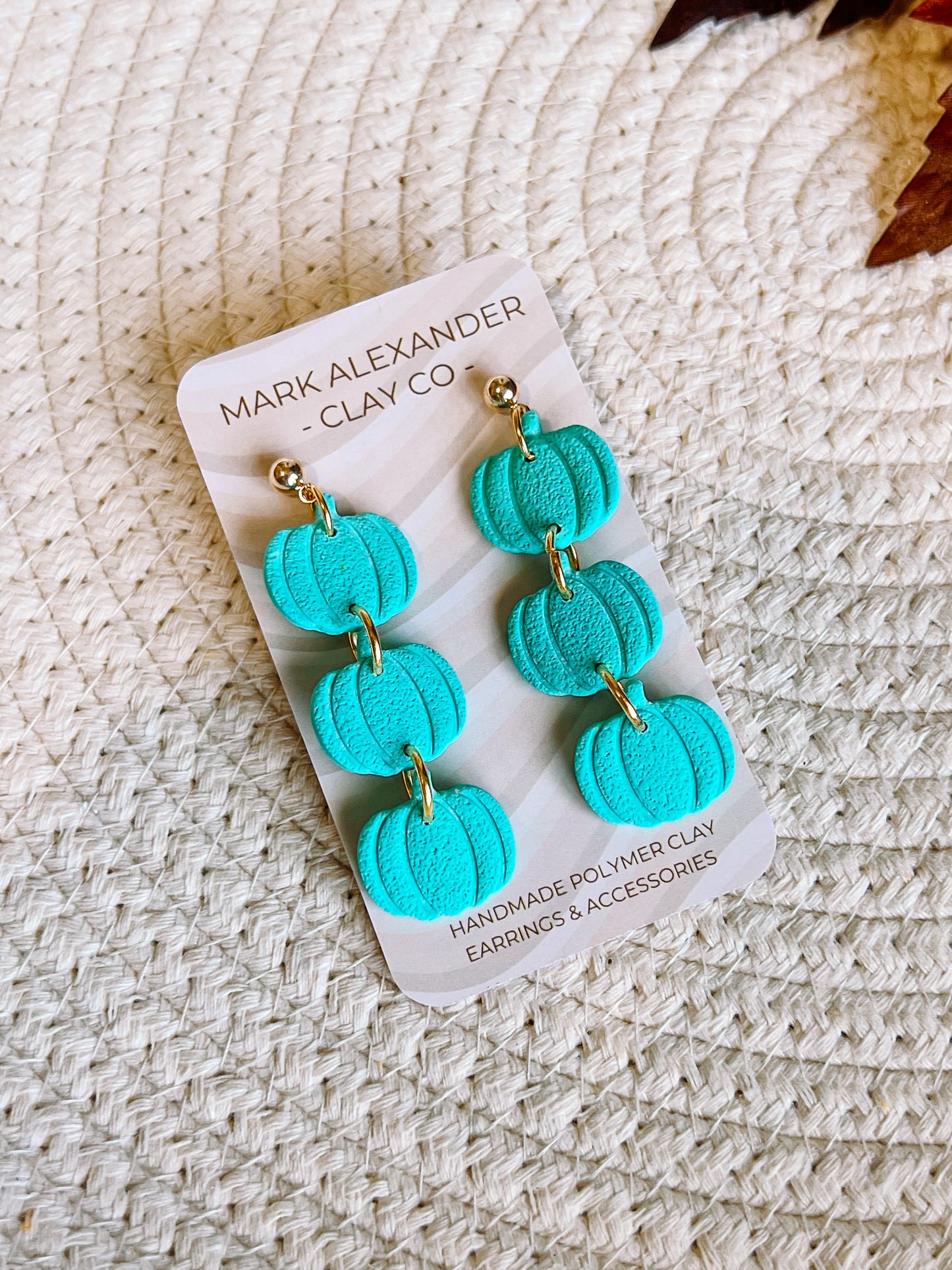 Stacked Pumpkin Dangles Teal