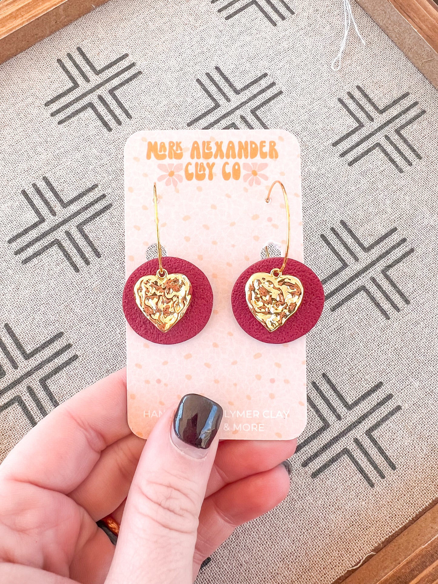 Circle Heart Charm Hoops