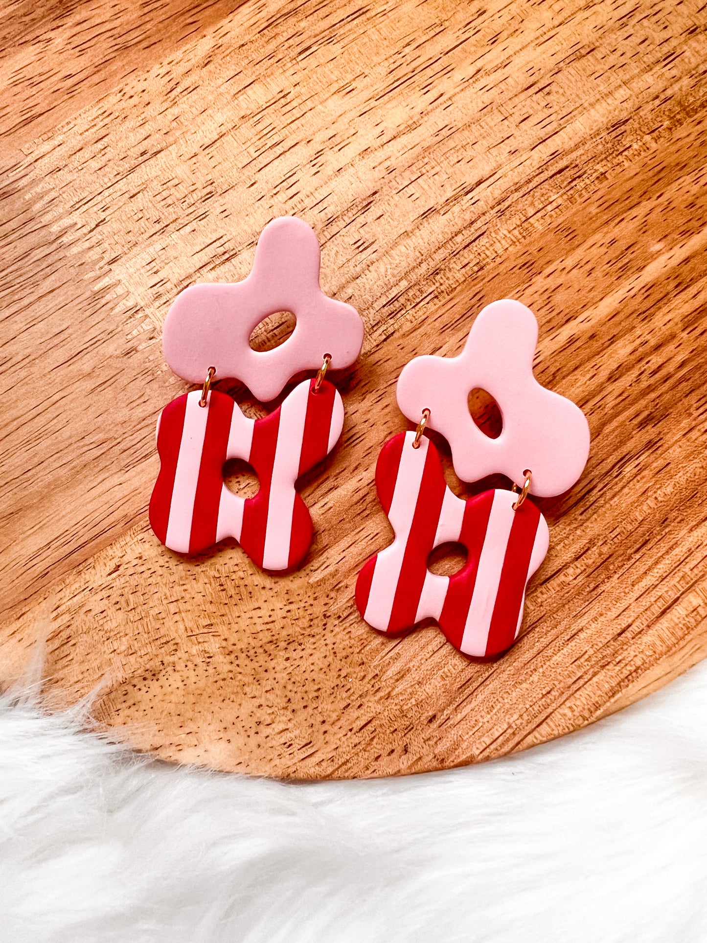 Organic Pink/Red Striped Dangles