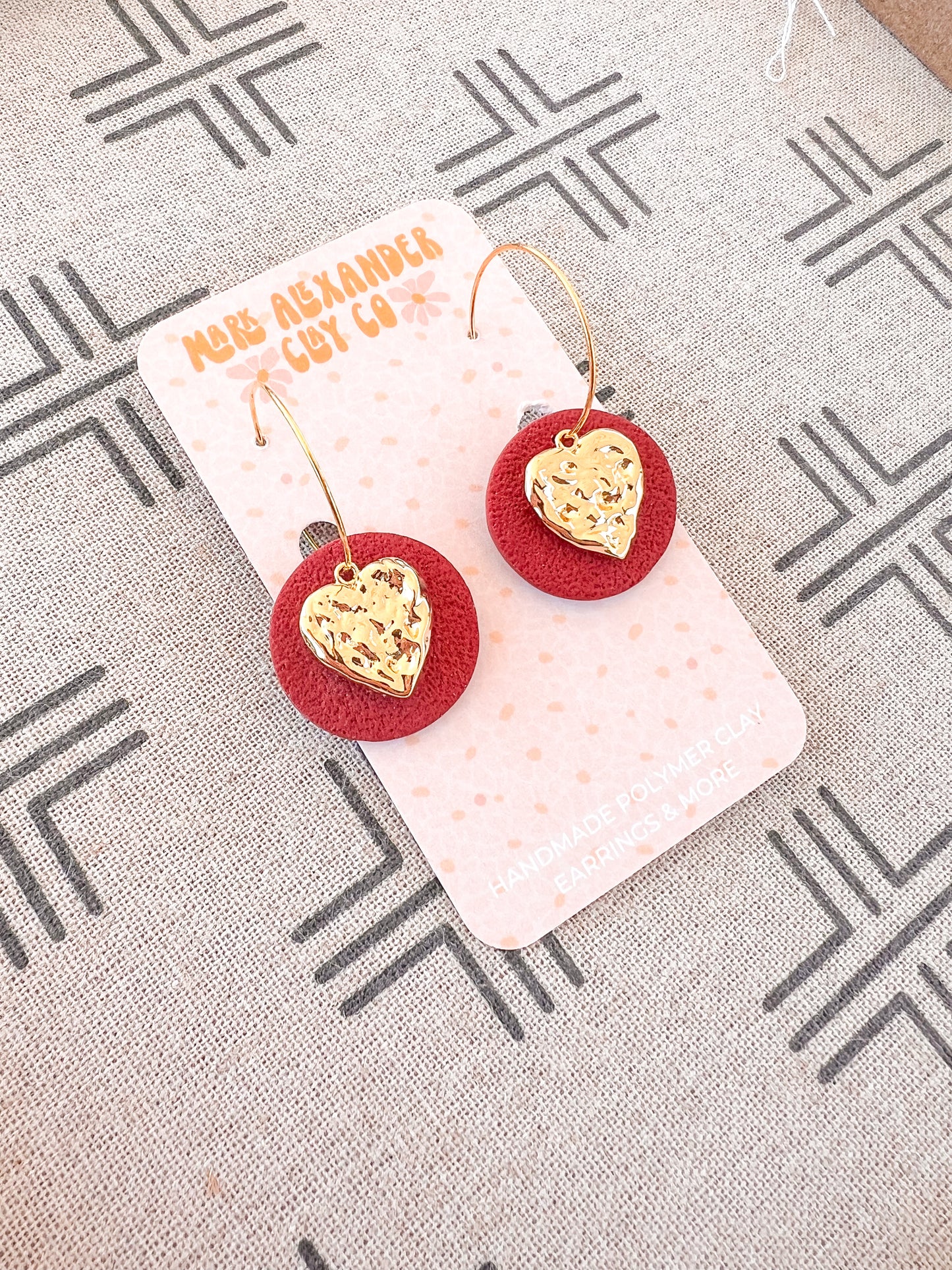 Circle Heart Charm Hoops