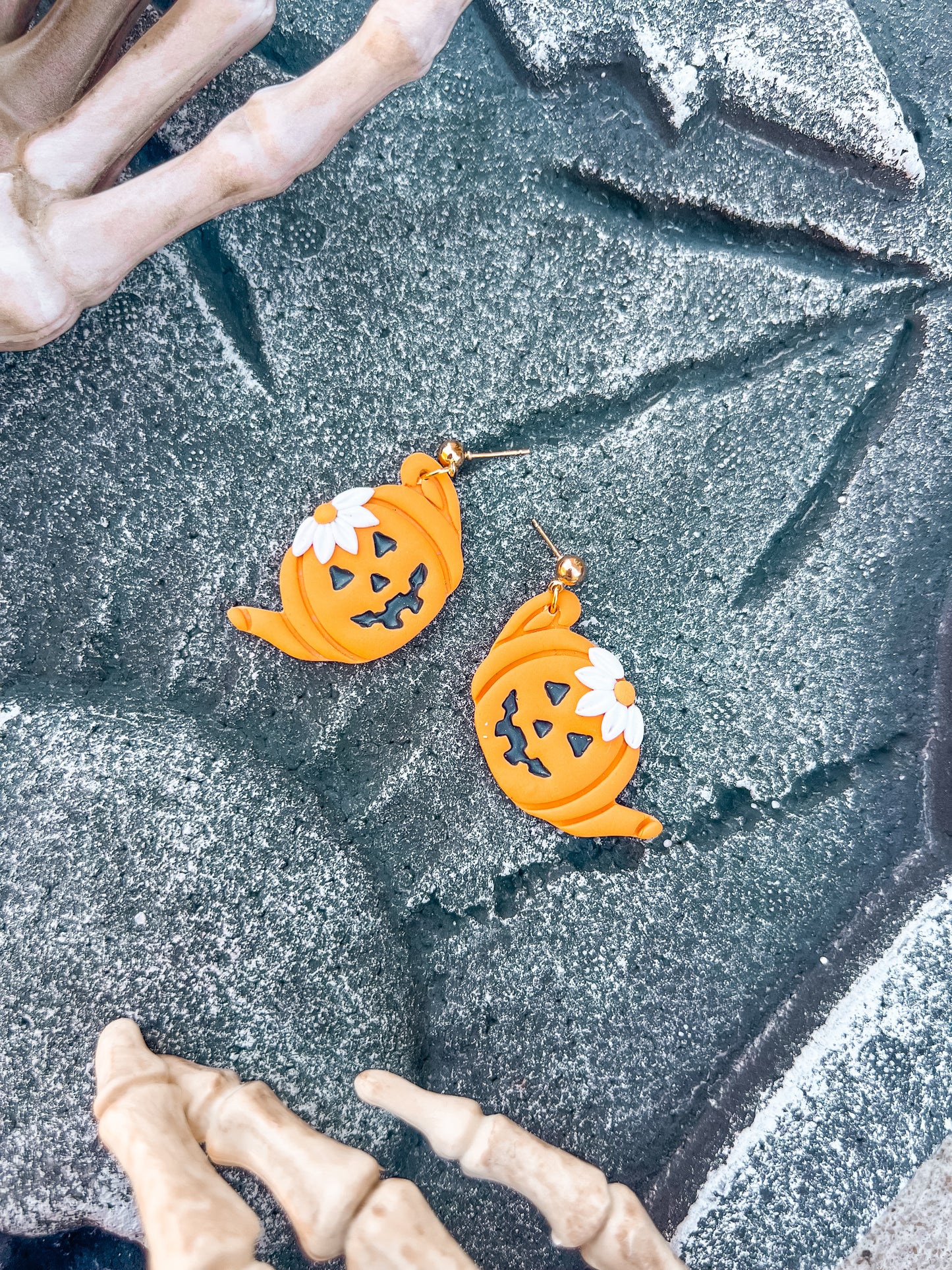 Floral Jack-o-Lantern Teapot Dangles