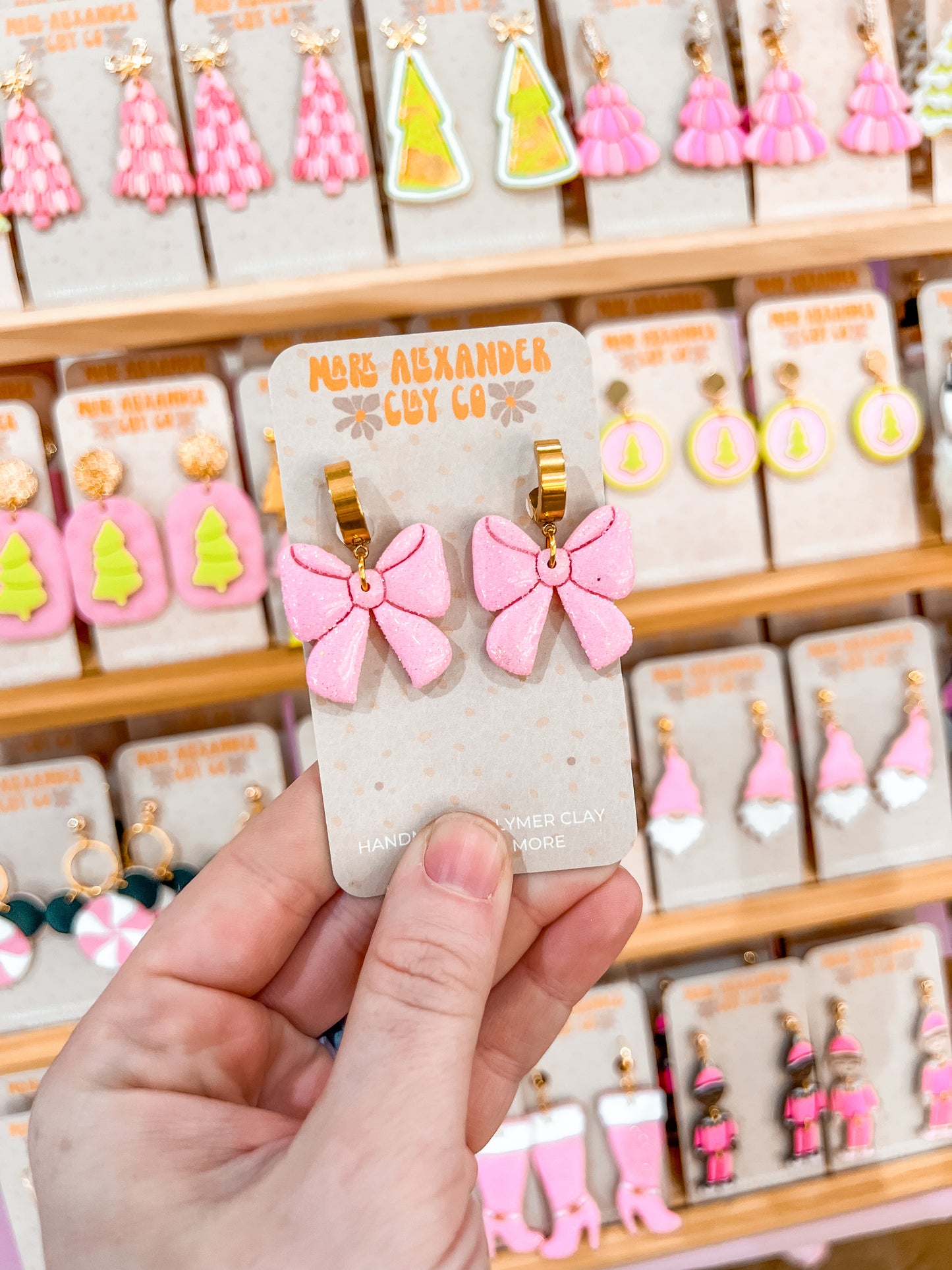 Pink Glitter Bow Huggies