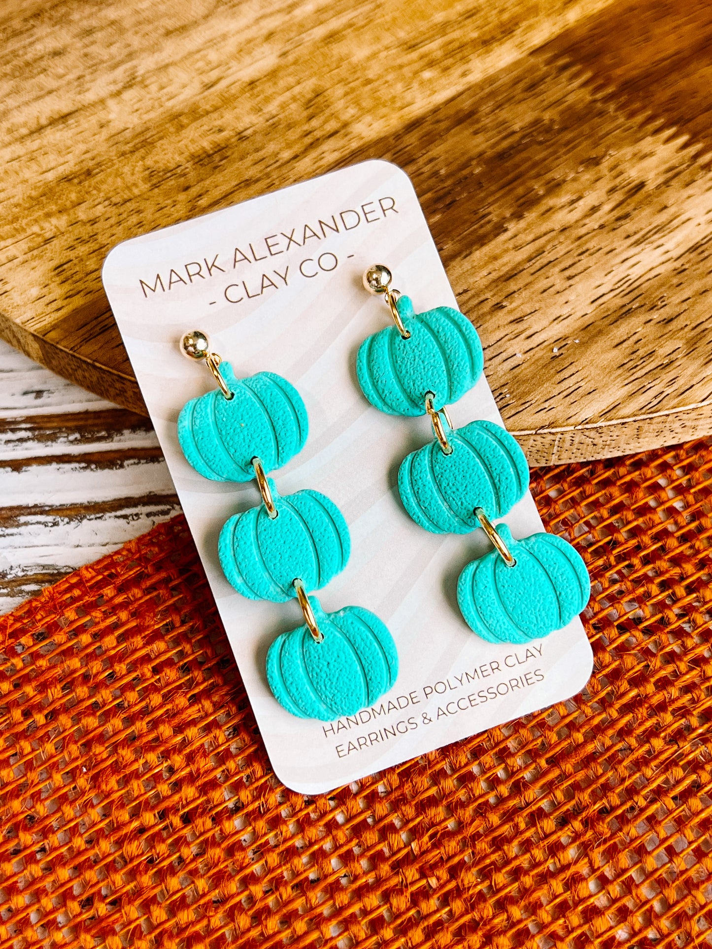 Stacked Pumpkin Dangles Teal