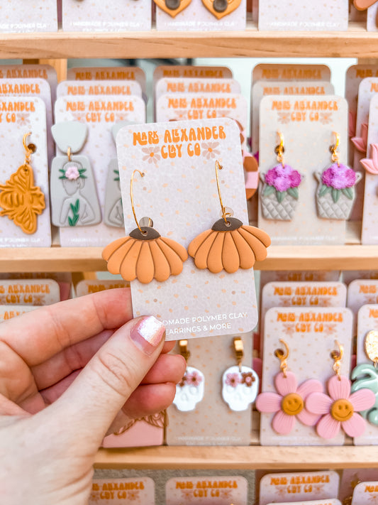 Coneflower Hoop Dangles