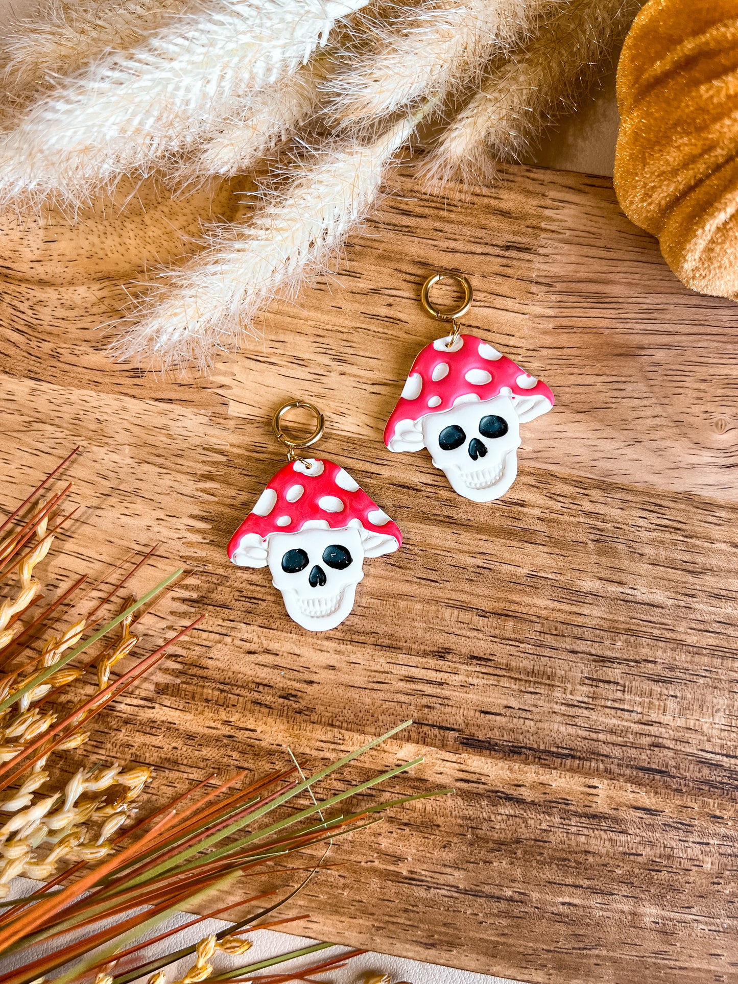 Mushroom Skull Dangles