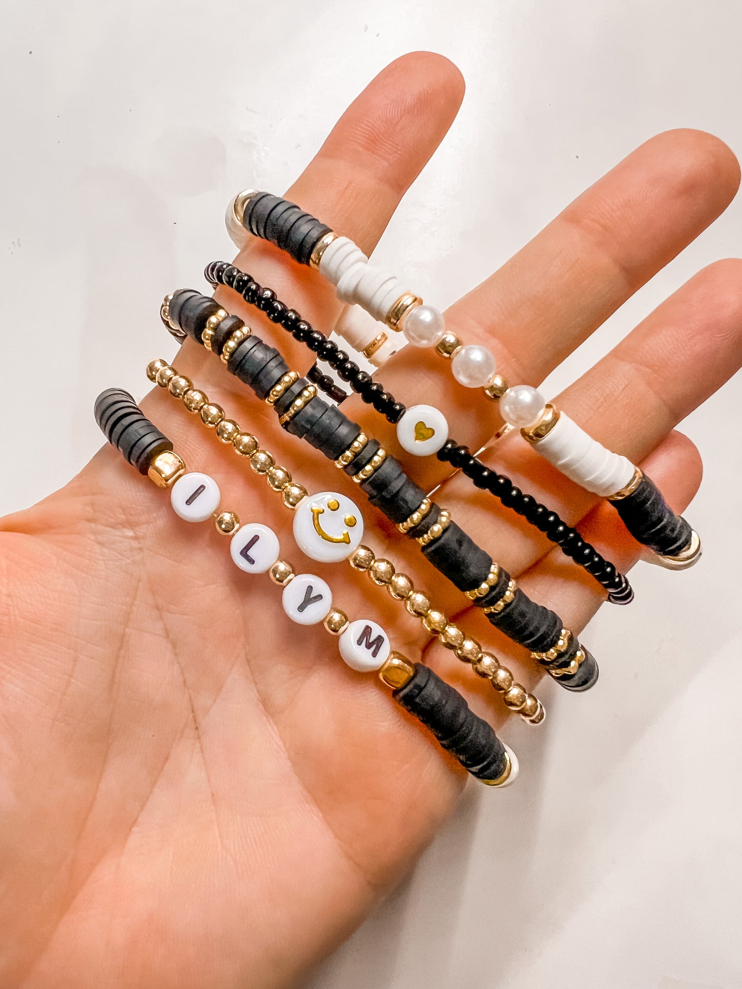I Love You More Bracelet Stack - Black & White