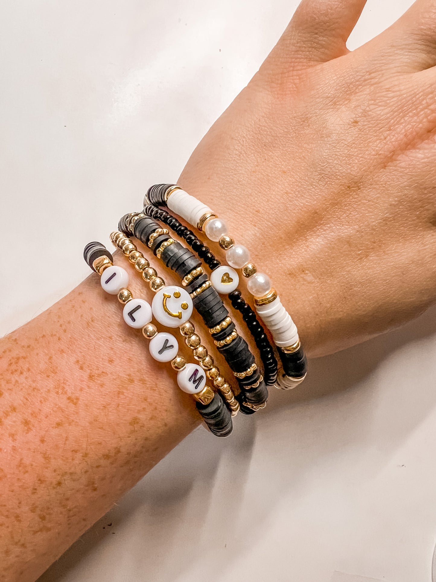 I Love You More Bracelet Stack - Black & White