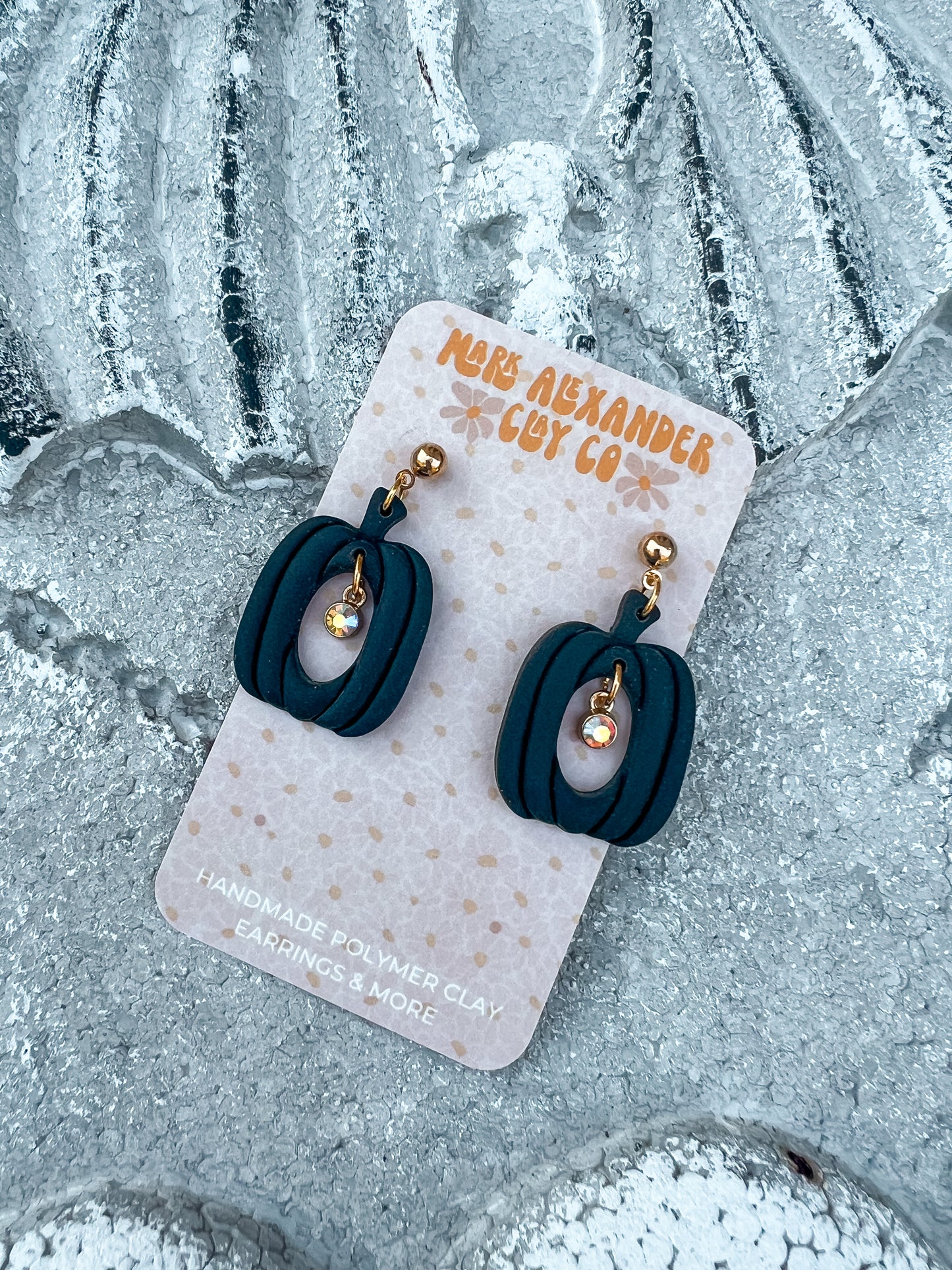 Hollow Rhinestone Pumpkin Dangles