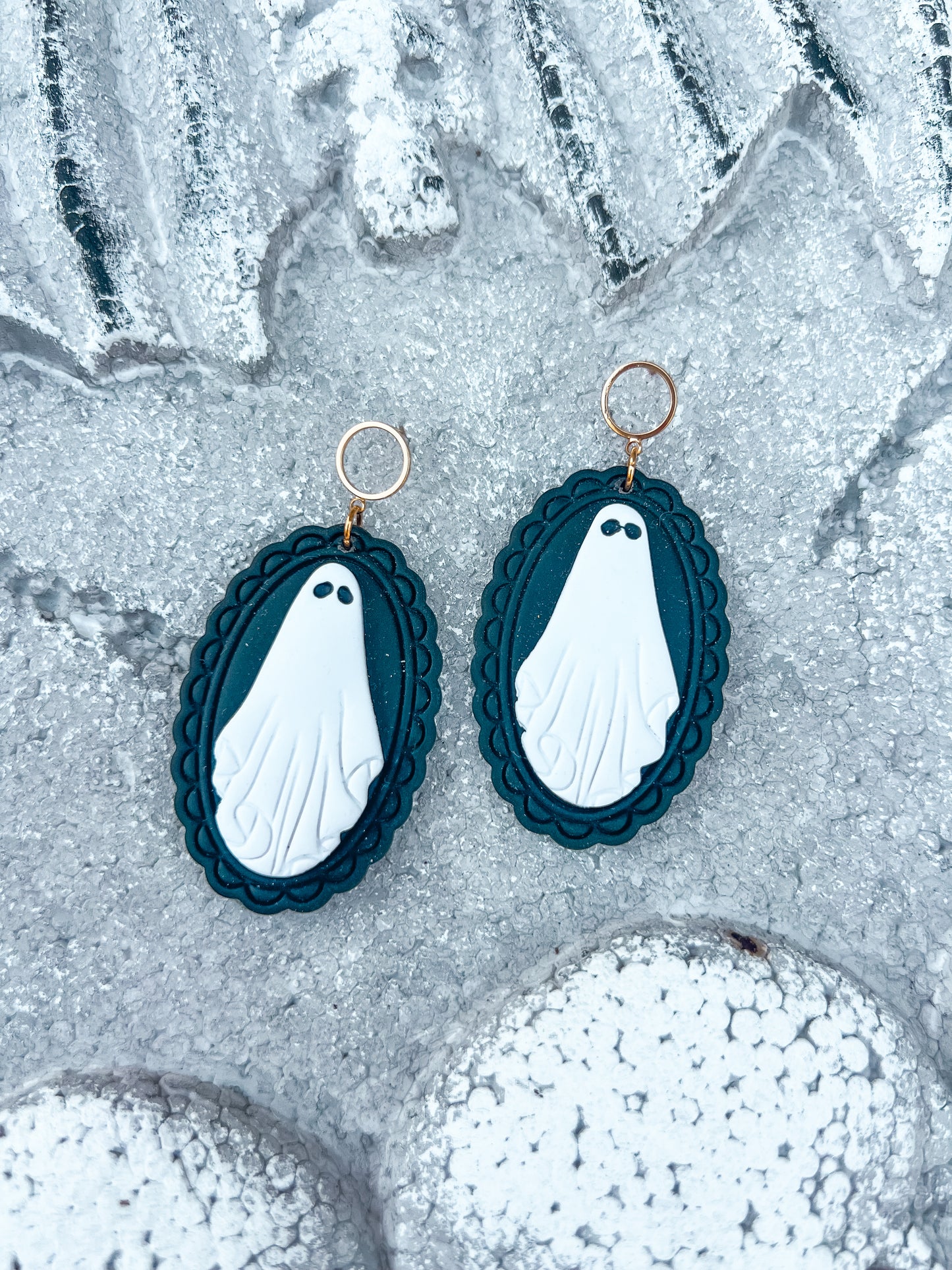 Black Framed Ghost Dangles