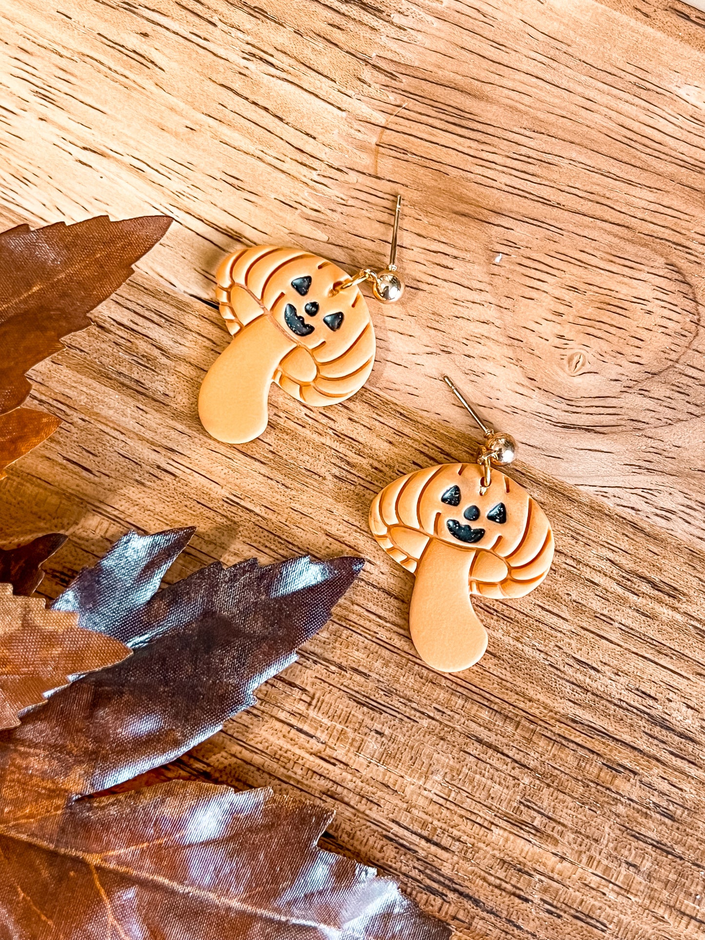 Jack-O-Lantern Mushroom Dangles