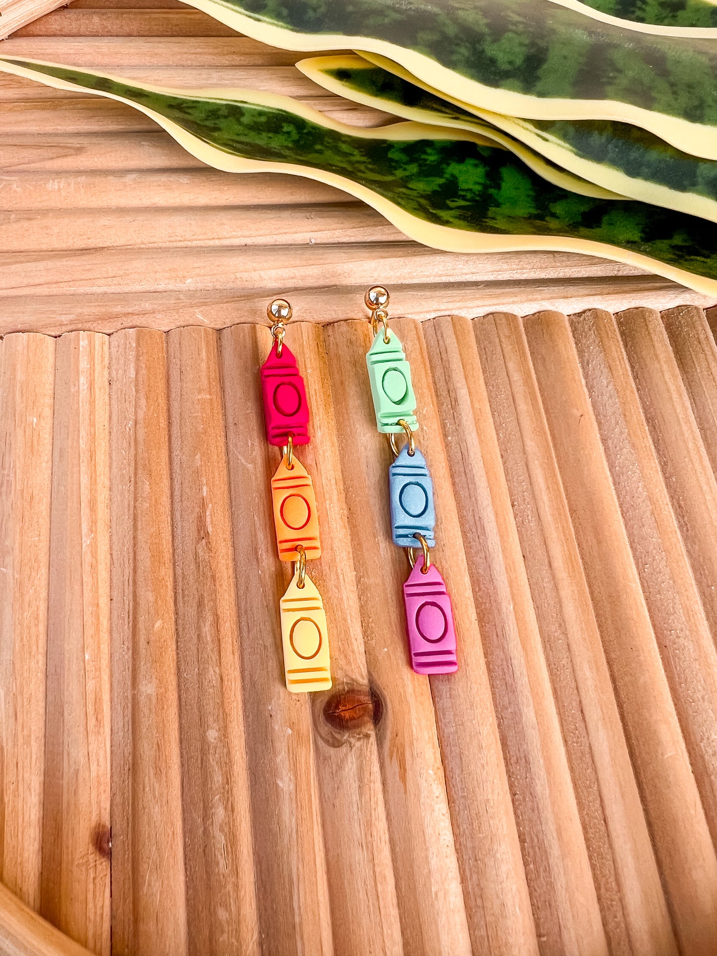 Mismatched Stacked Crayon Dangles