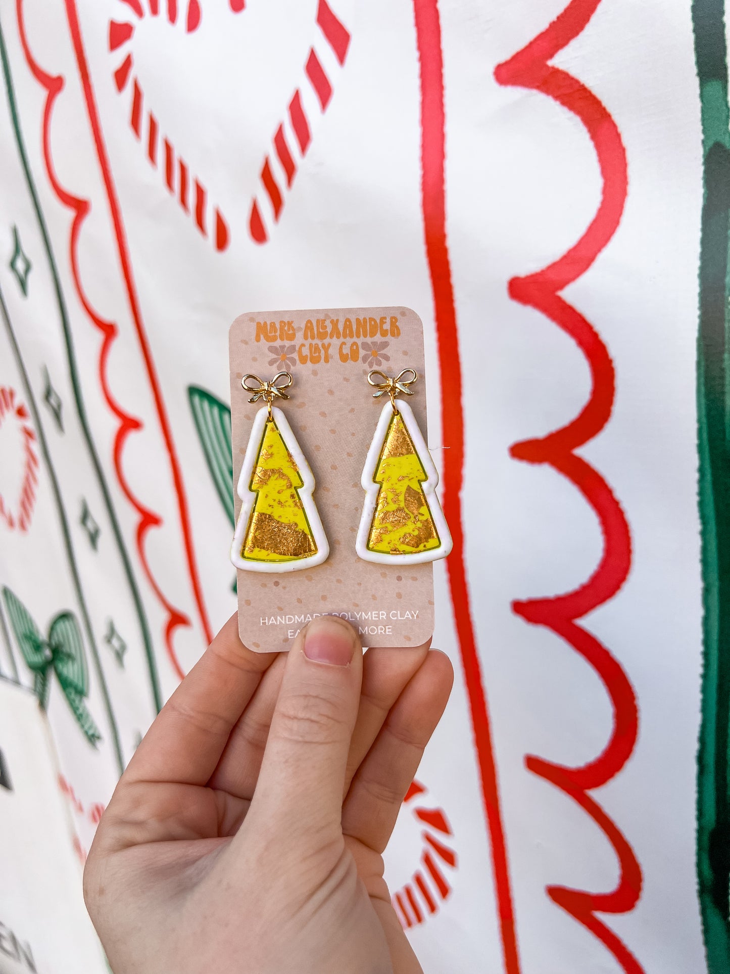 Gold Flaked Tree w/ Bow Dangles