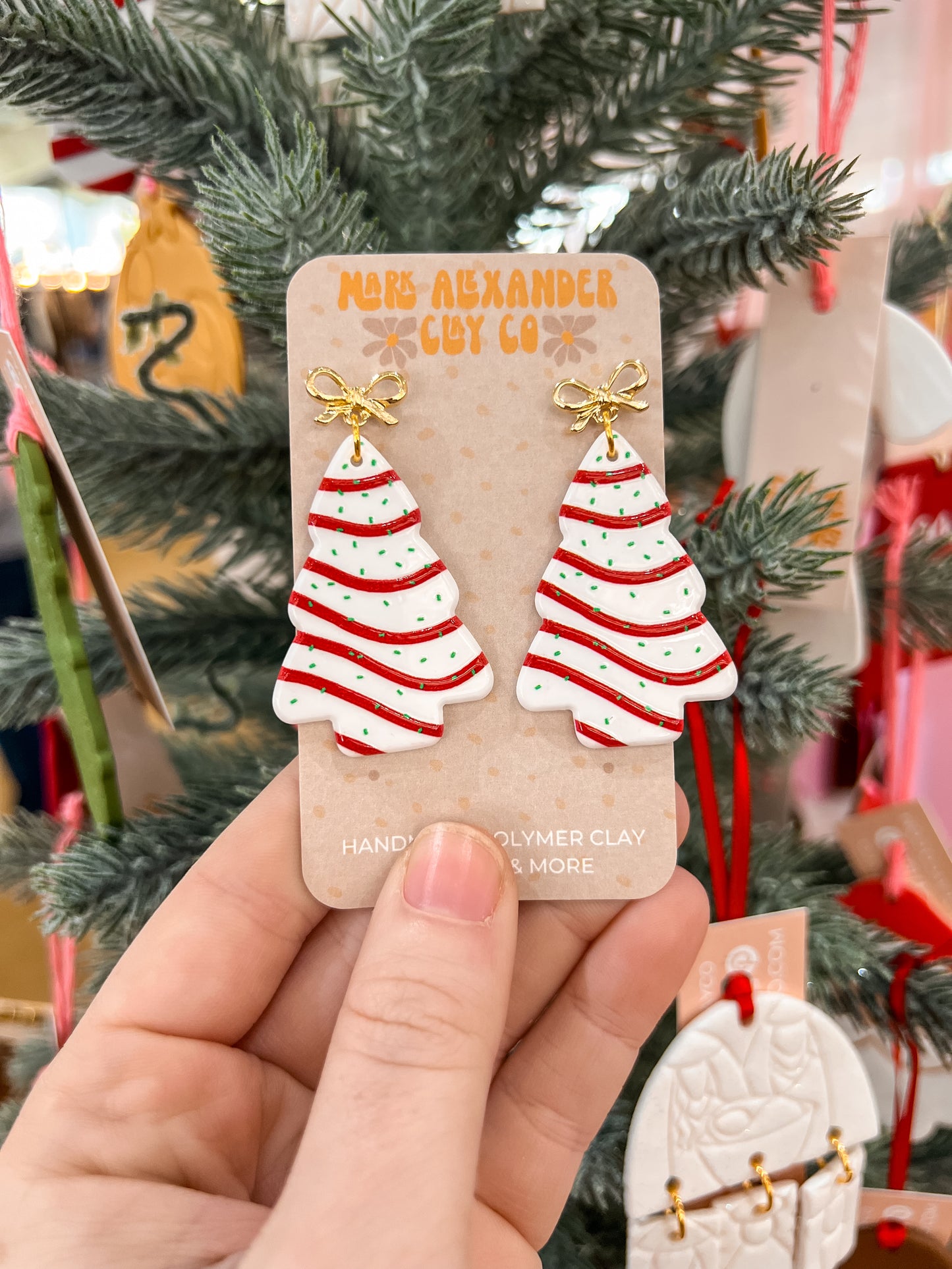 Acrylic Christmas Tree Cake Dangles