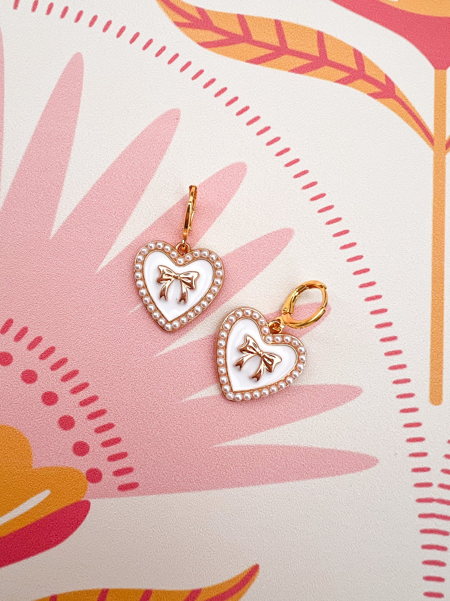 Gold Filled Coquette Heart w/ Bow Huggies