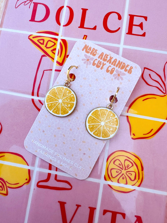 Gold Plated Lemon Slice Huggies
