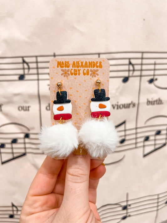 Snowman Puff Dangles