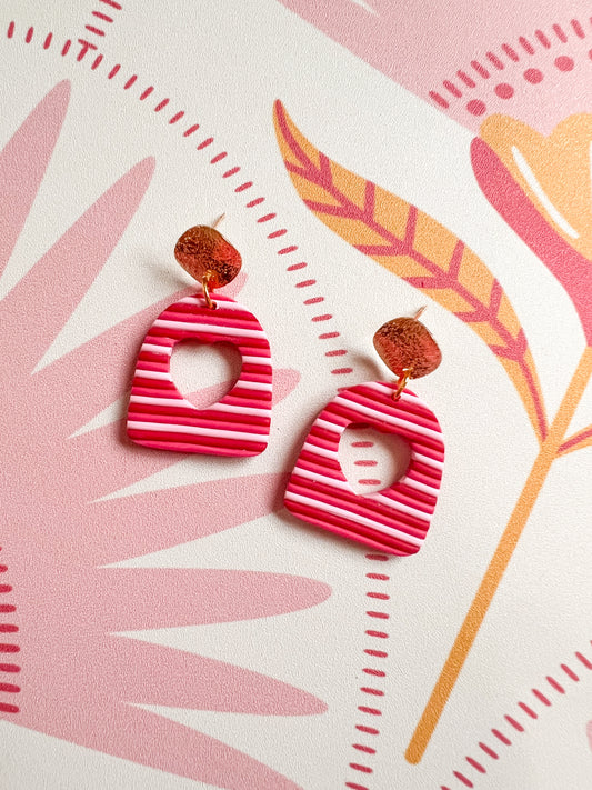 Striped Dome Heart Dangles
