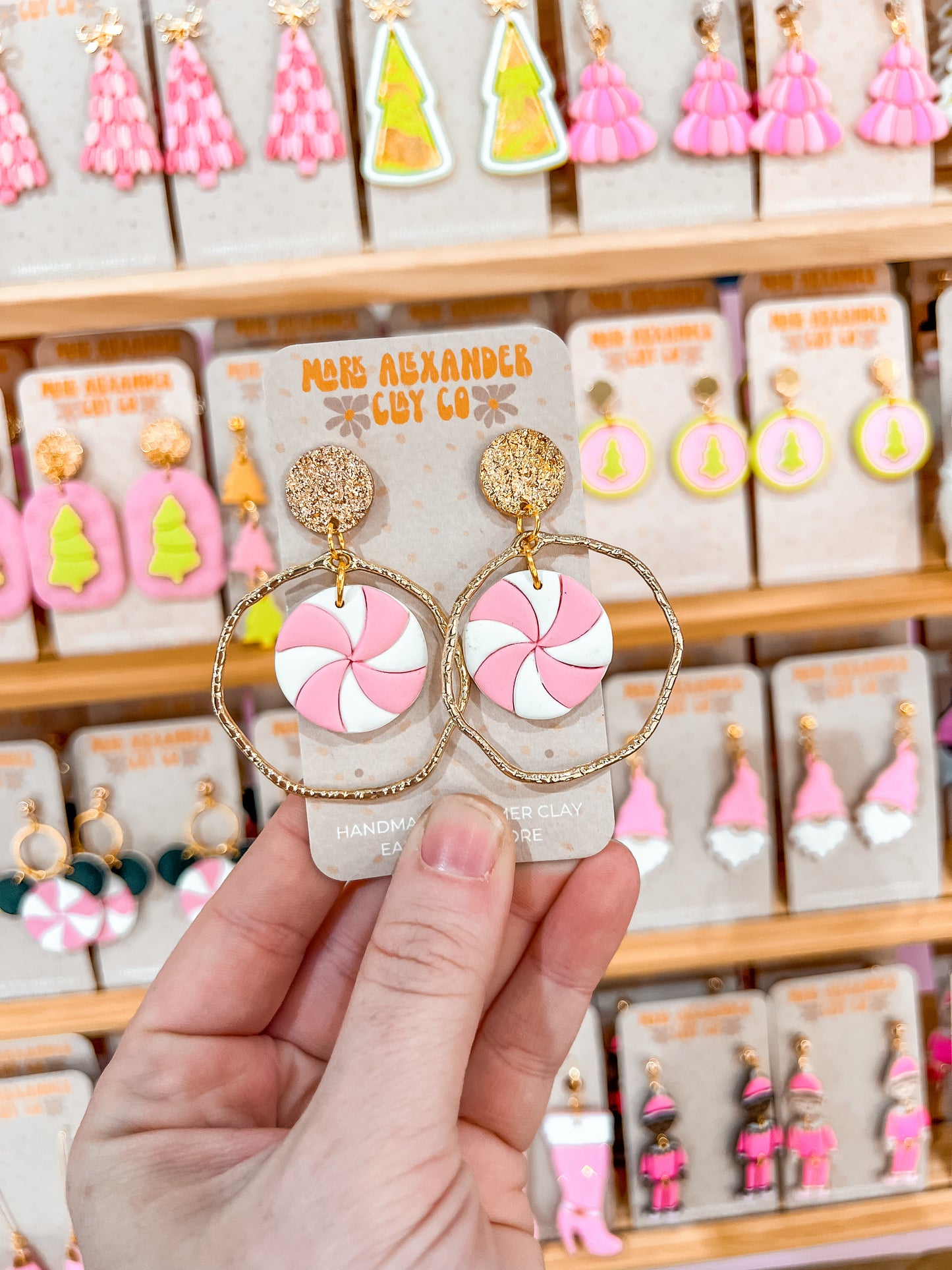 Peppermint Circle Hoop Dangles