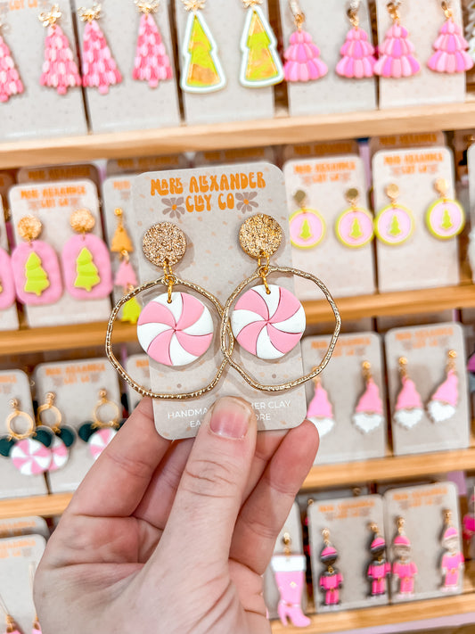 Peppermint Circle Hoop Dangles