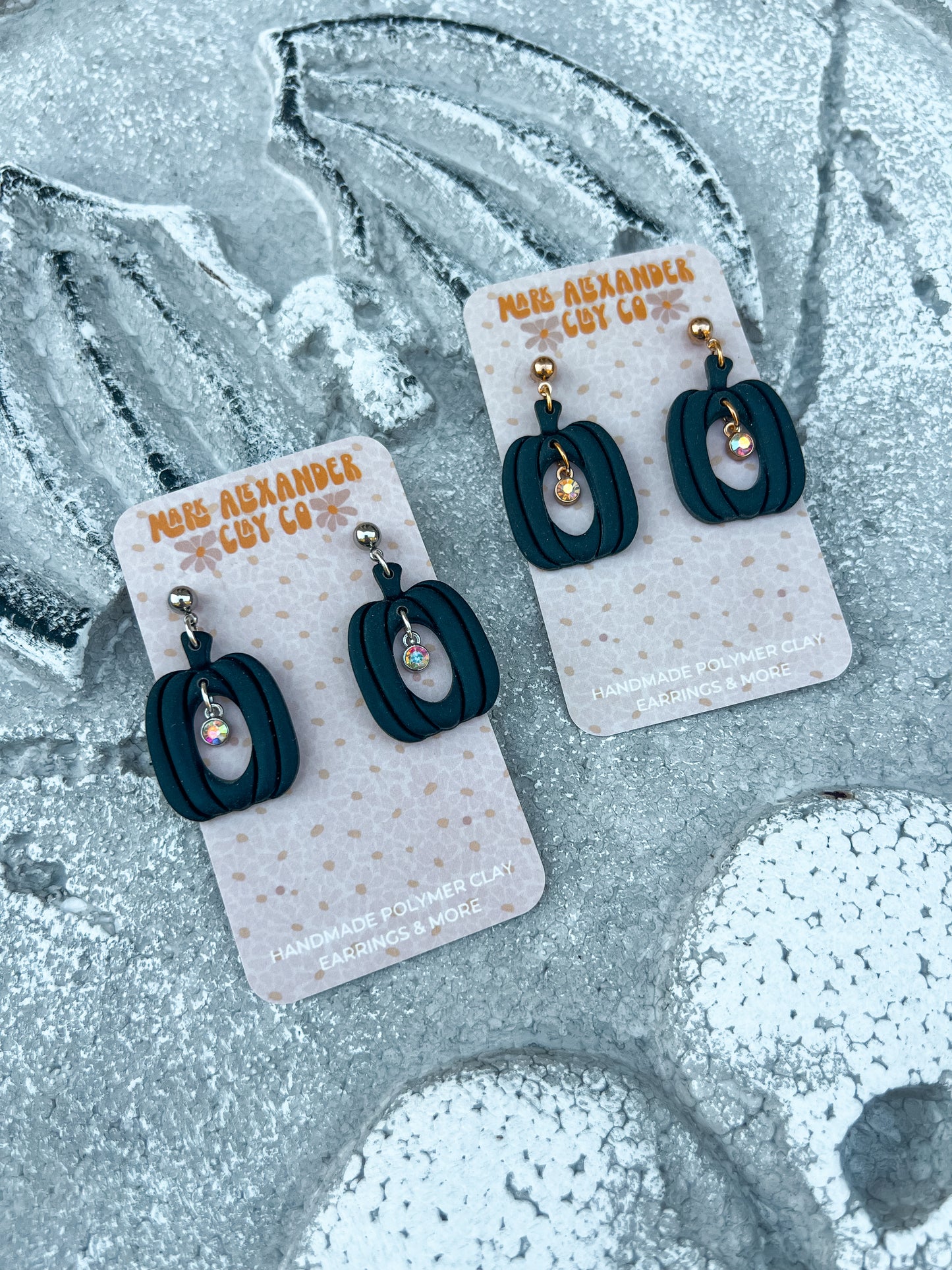 Hollow Rhinestone Pumpkin Dangles