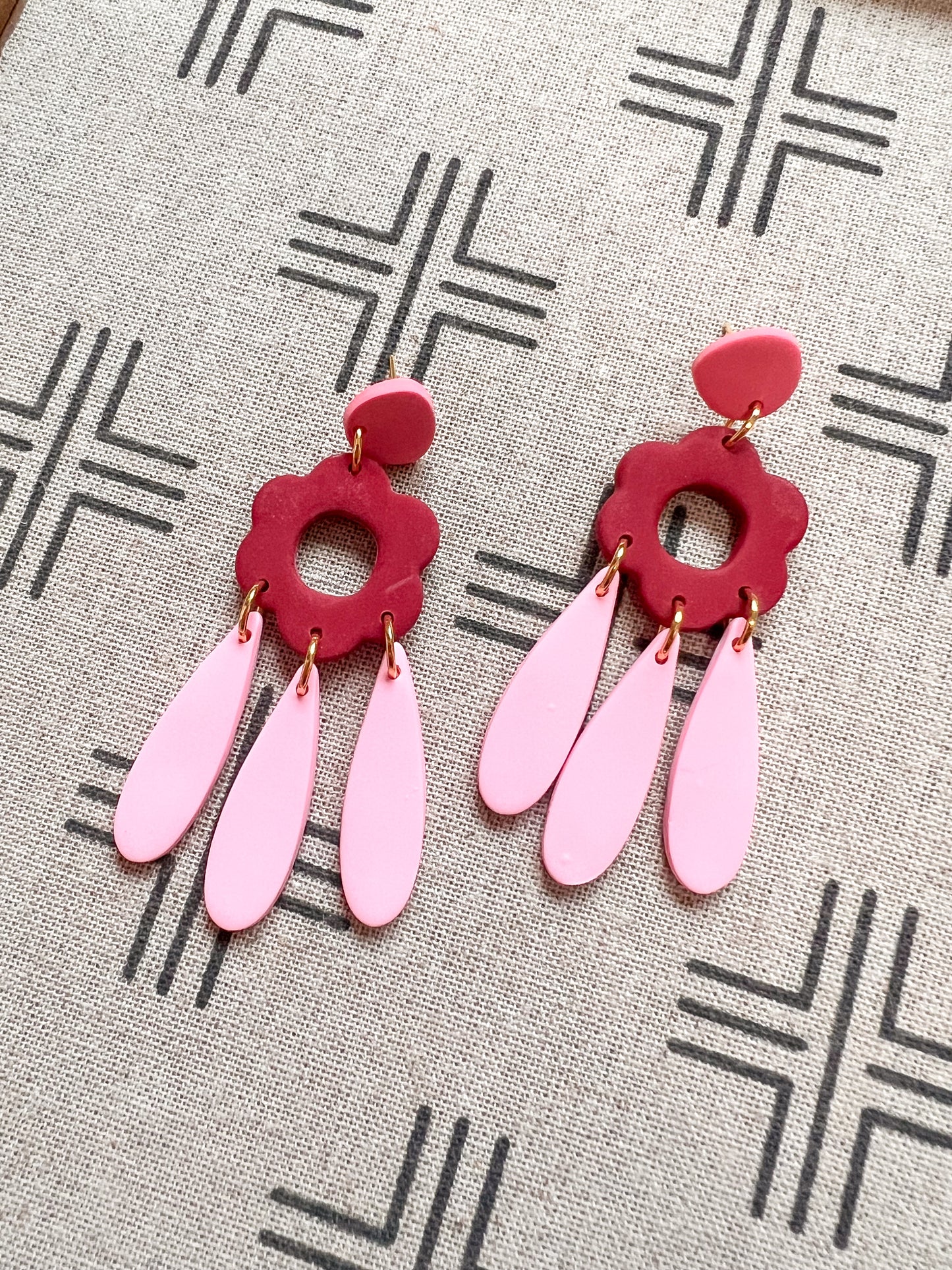 Color Block Flower Dangles