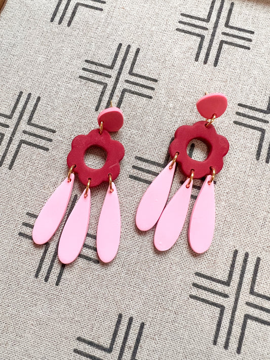Color Block Flower Dangles