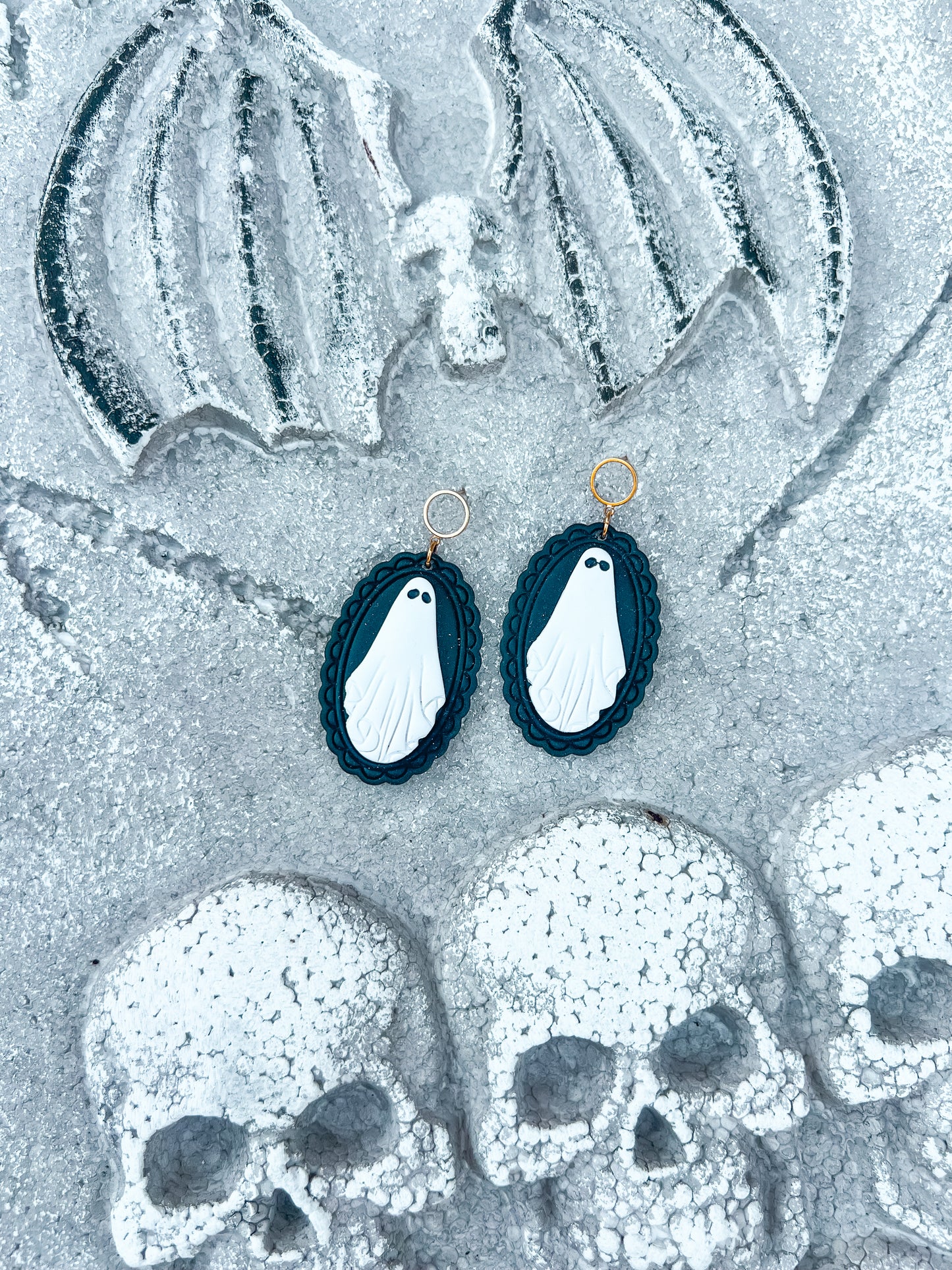 Black Framed Ghost Dangles