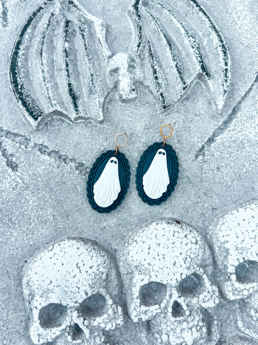 Black Framed Ghost Dangles
