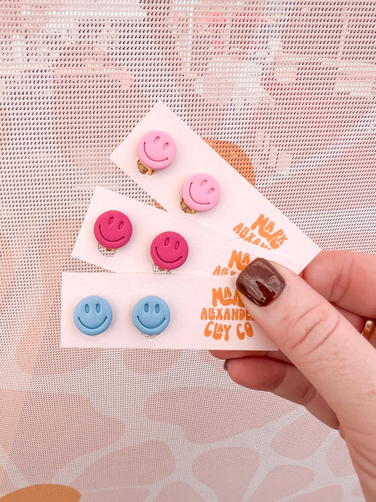 Happy Face Clip On Studs