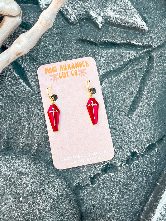 Red Gold Plated Coffin Huggies