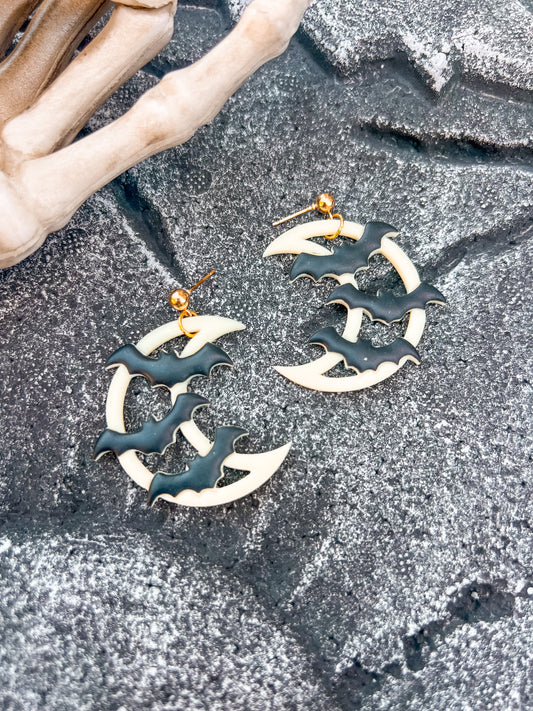 Glow In The Dark Bat Moon Dangles
