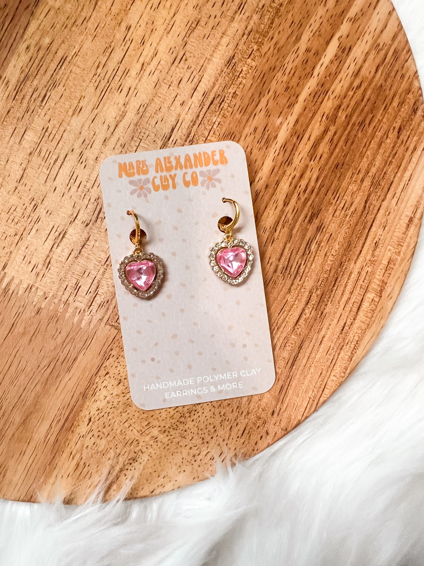 Gold Platted Rhinestone Heart Huggies