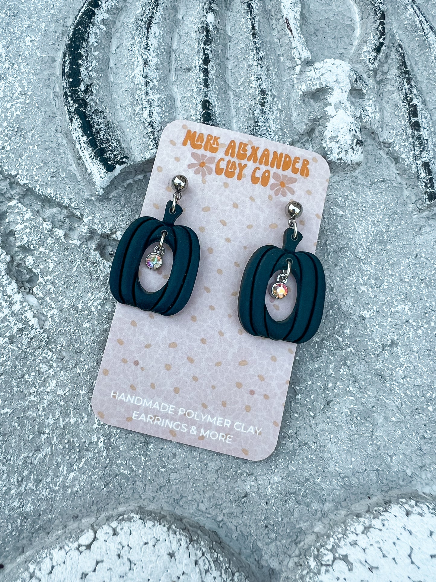 Hollow Rhinestone Pumpkin Dangles