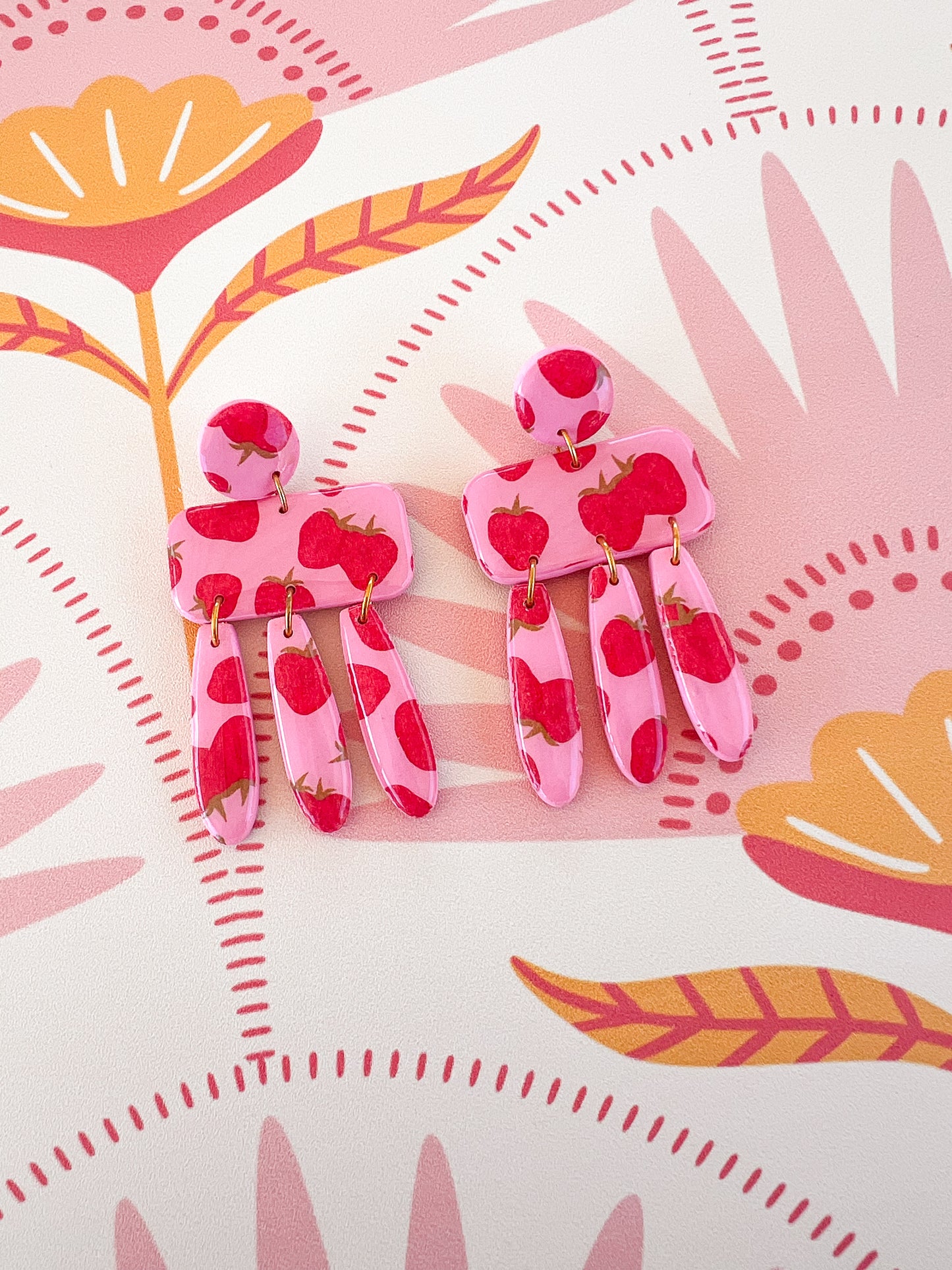 Pink Strawberry Dangles