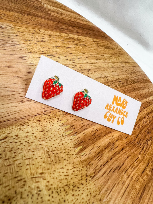 18k Gold Plated Strawberry Studs