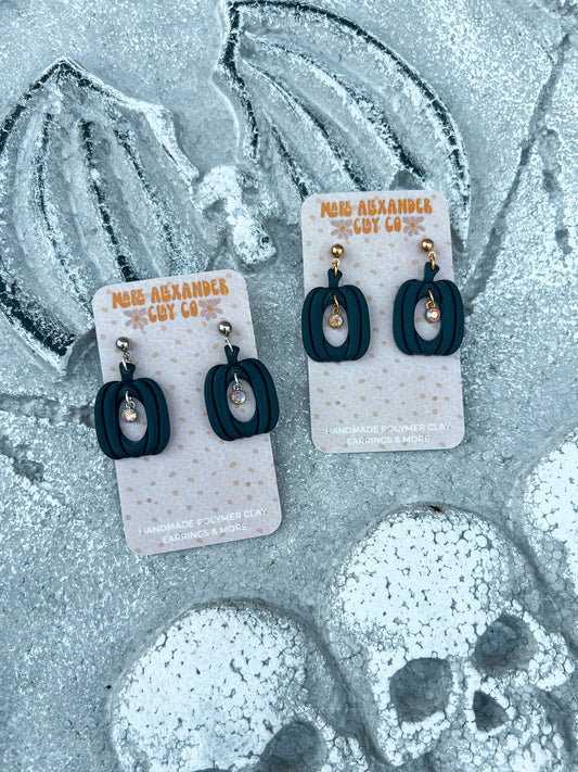 Hollow Rhinestone Pumpkin Dangles