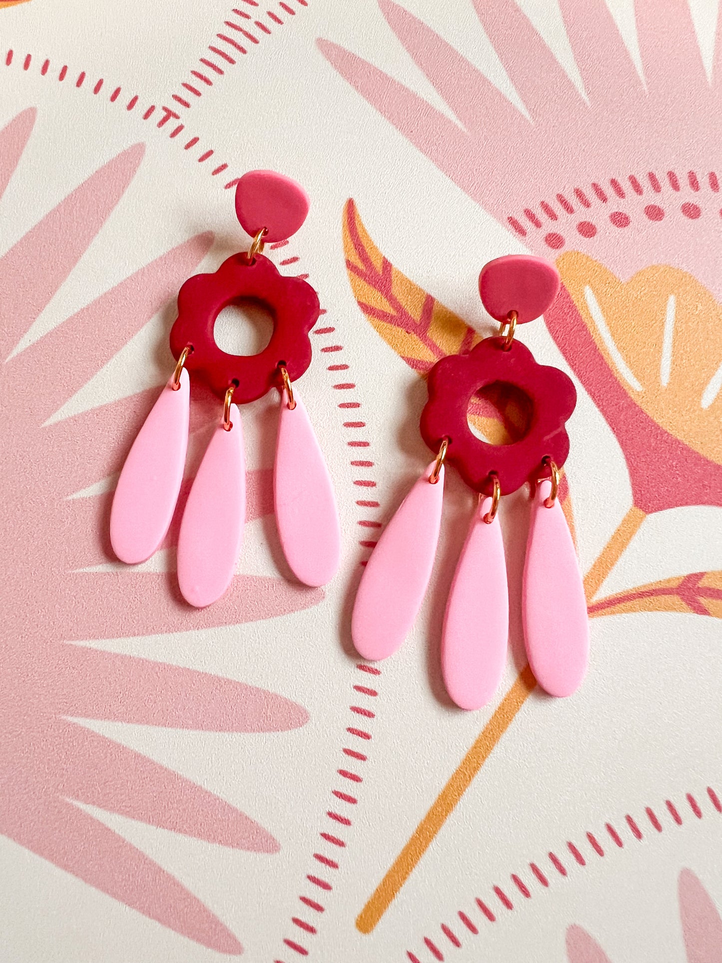 Color Block Flower Dangles