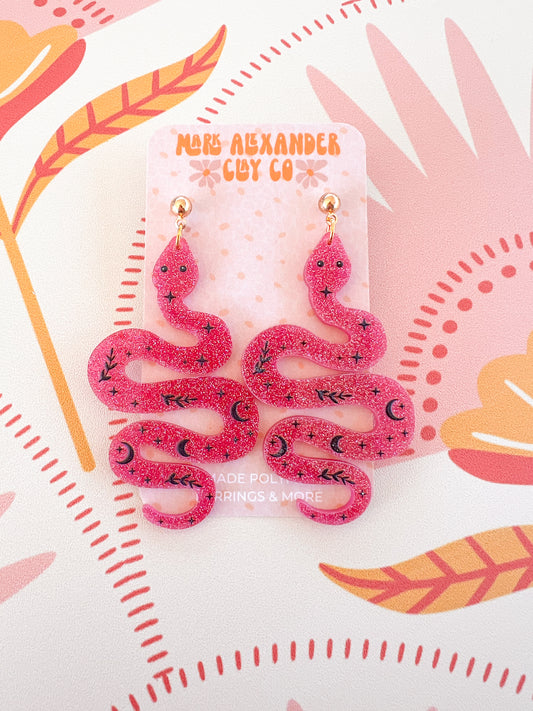 Acrylic Glitter Snake Dangles