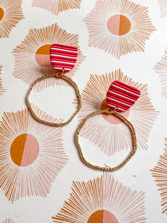 Striped Gold Hoop Dangles