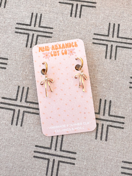 Gold Platted Mini Bow Huggies