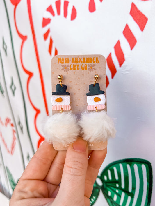 Snowman Puff Dangles
