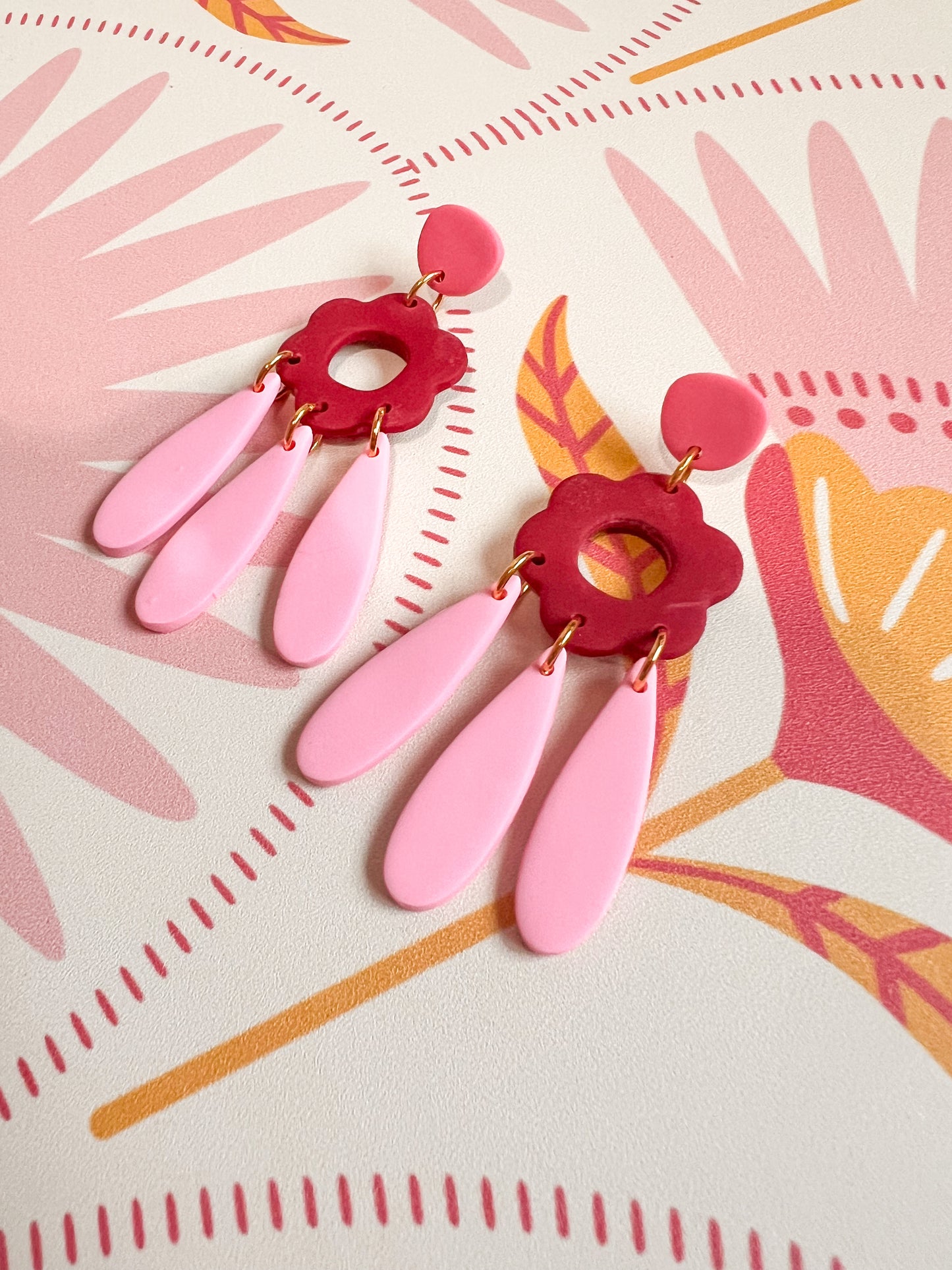 Color Block Flower Dangles