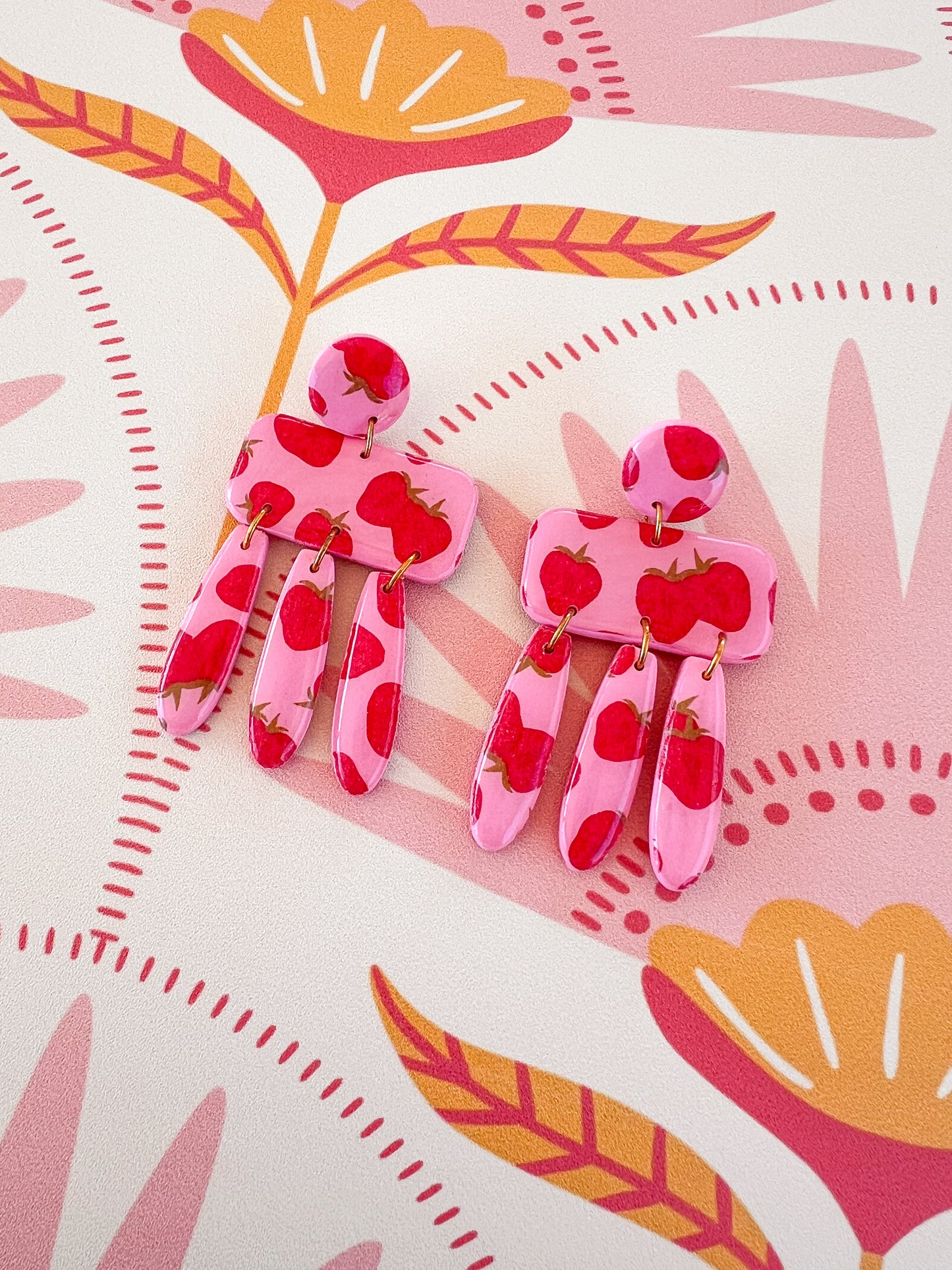 Pink Strawberry Dangles