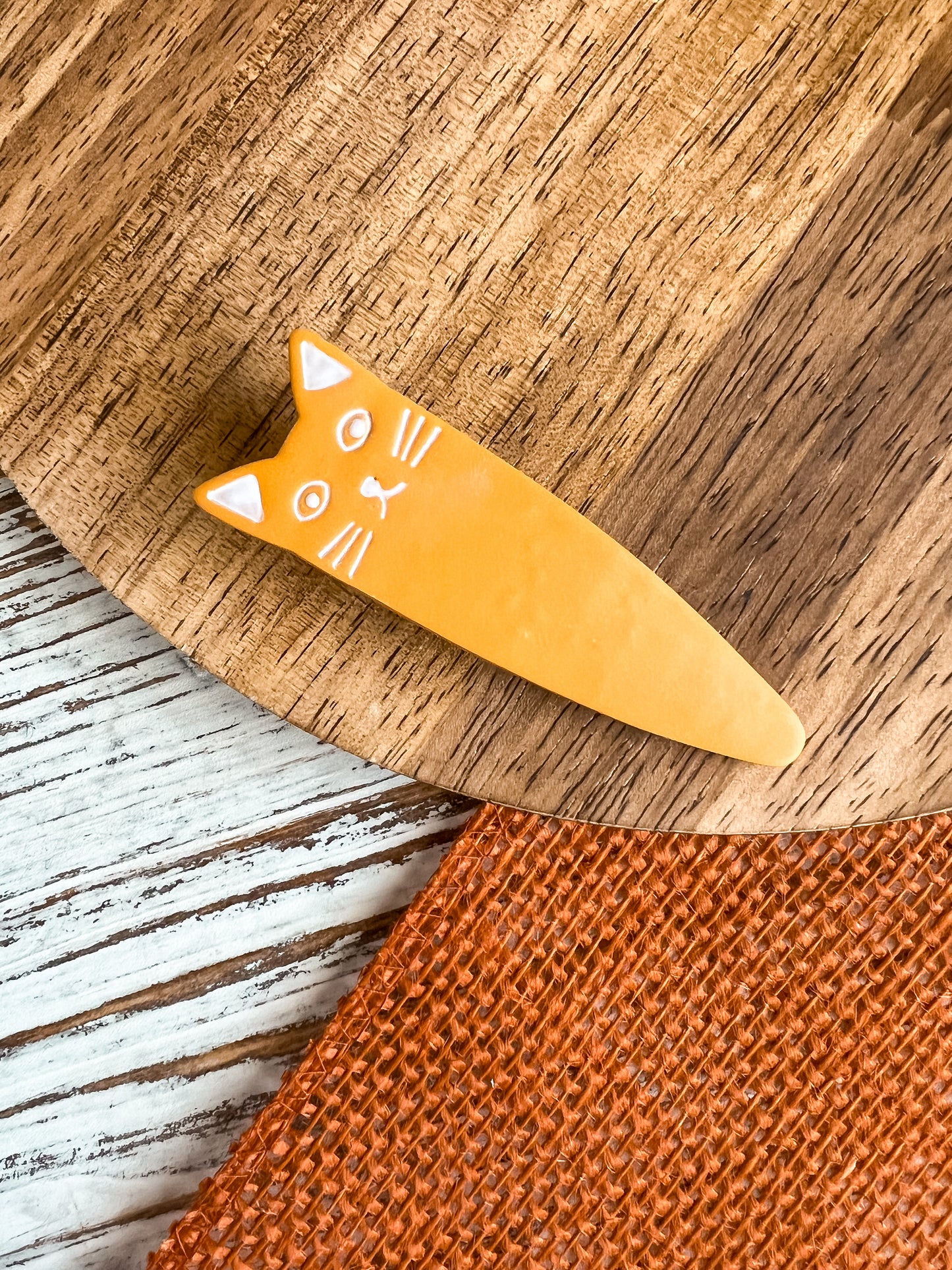 Orange Cat Barrette Hair Clip