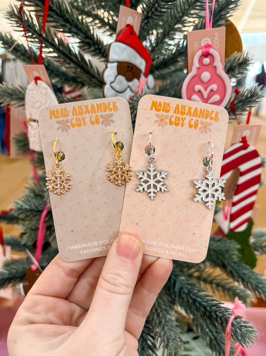 Silver & Gold Plated Snowflake Huggies