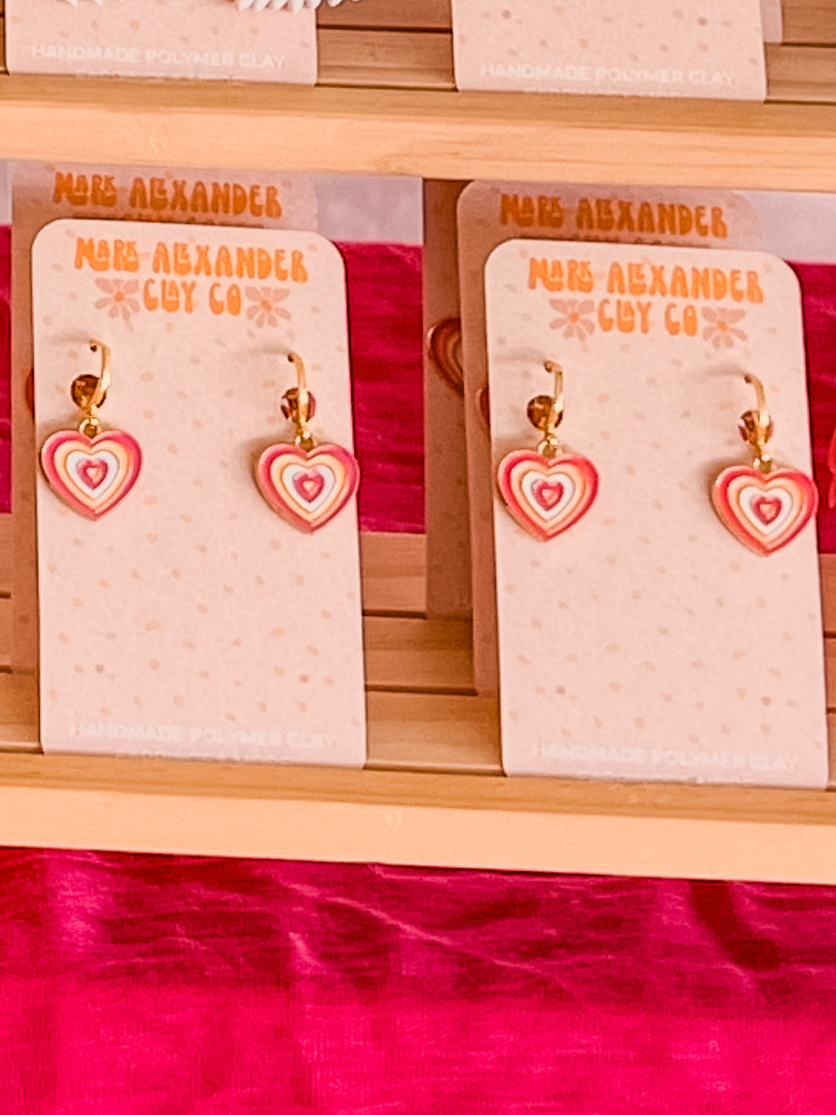 Gold Plated Multicolored Heart Huggies