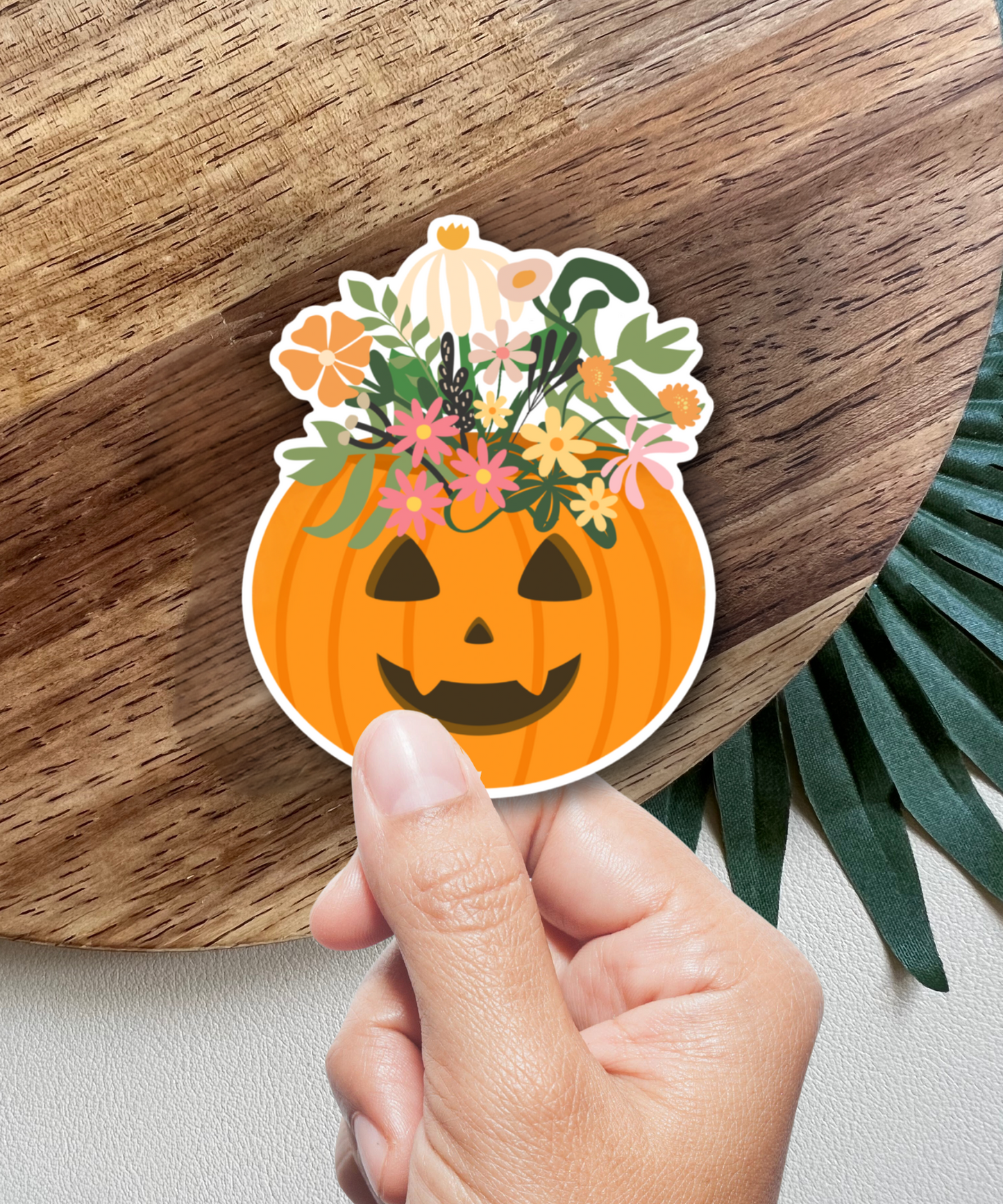 Floral Jack-O-Lantern Sticker